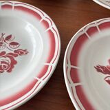 Lot of 4 red deep plates Badonviller – Vintage bistro crockery