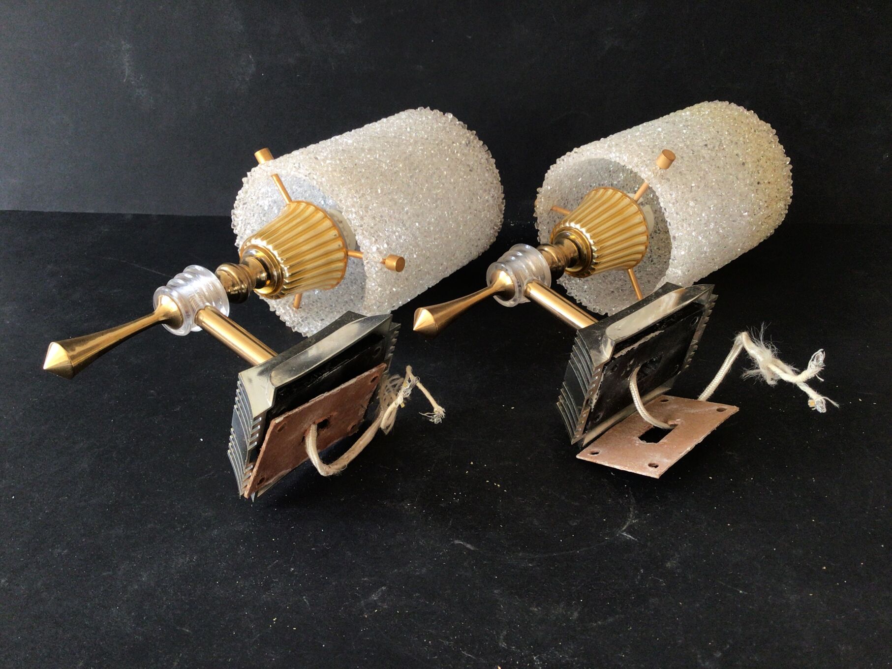 Pair of vintage perspex wall lamps