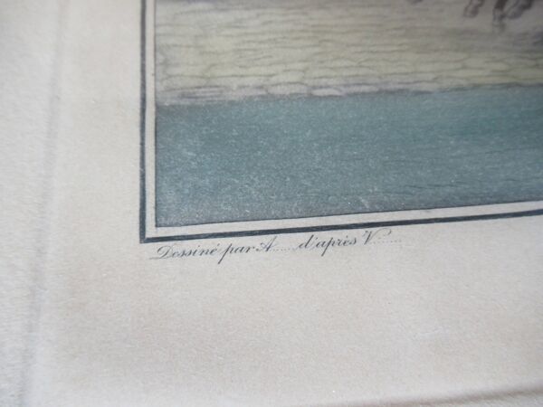 Victor adam gravure eau forte la diligence paris londres circa 1850 cadre