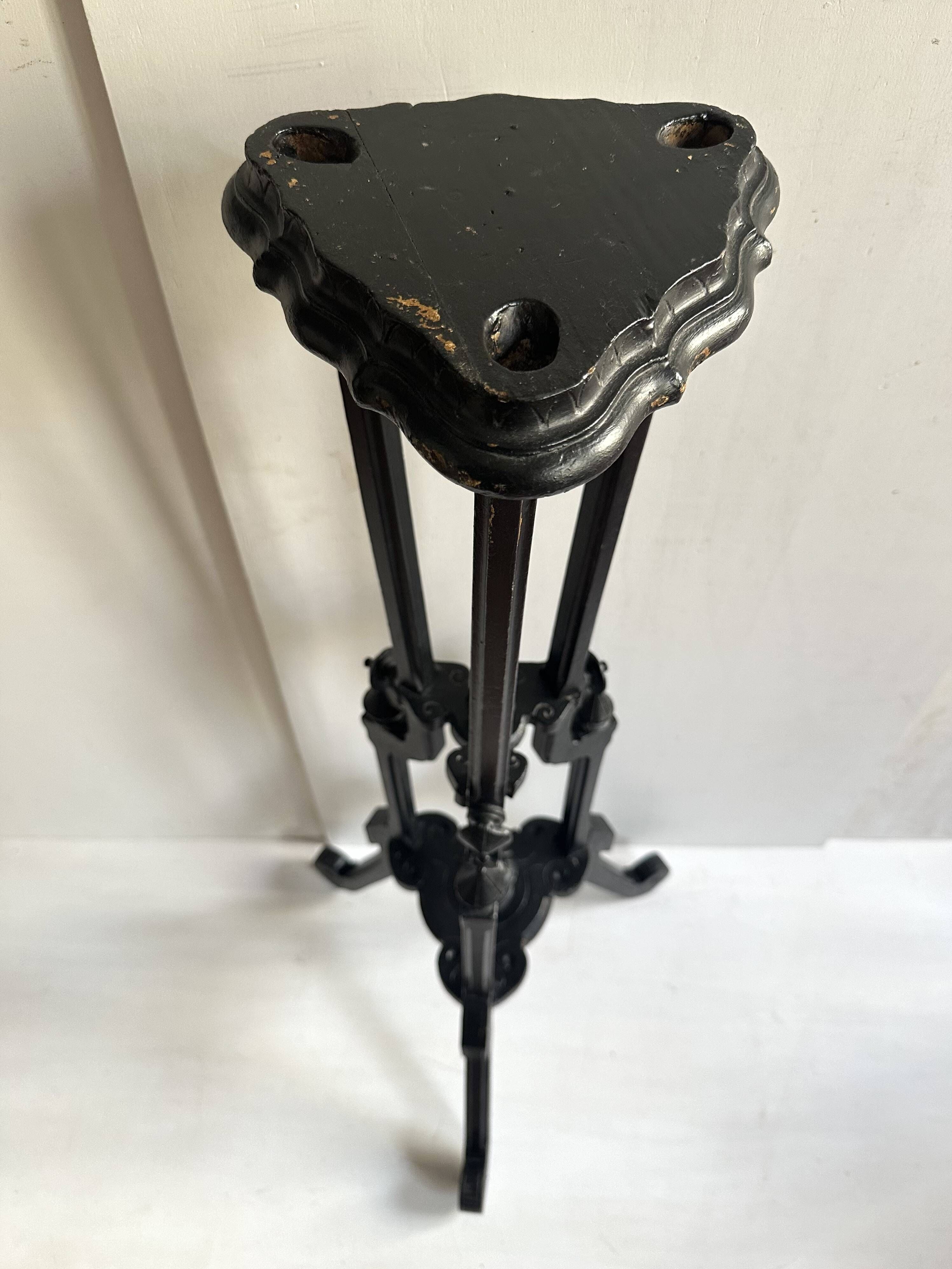 Napoleon III stool in blackened carved wood, 19th century