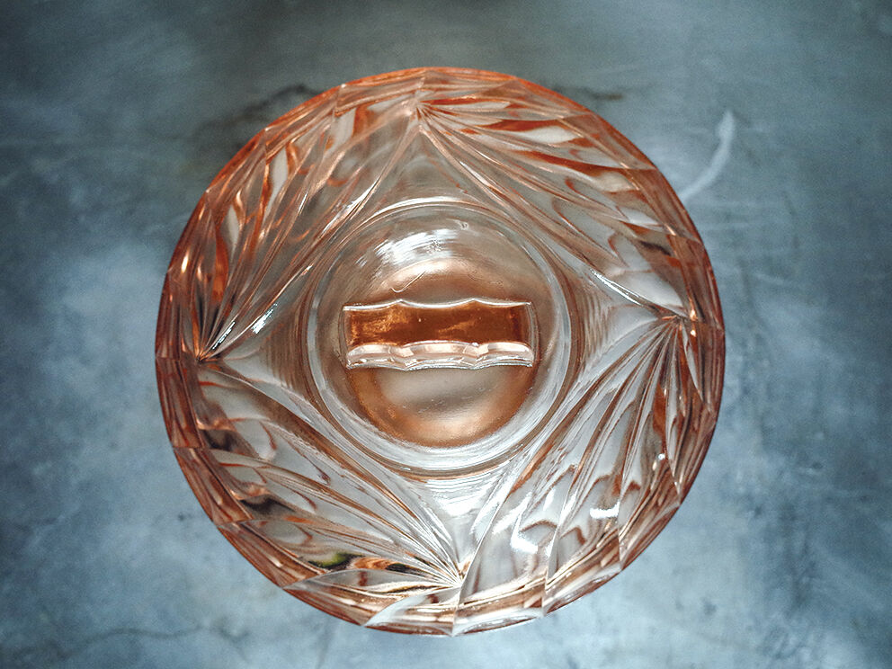 Pink glass art deco candy