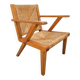 Dutch Modernist Brutalist Wooden Armchair with Rush Seat, 1940s