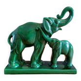 Éléphant Lemanceau en faïence verte de St Clément