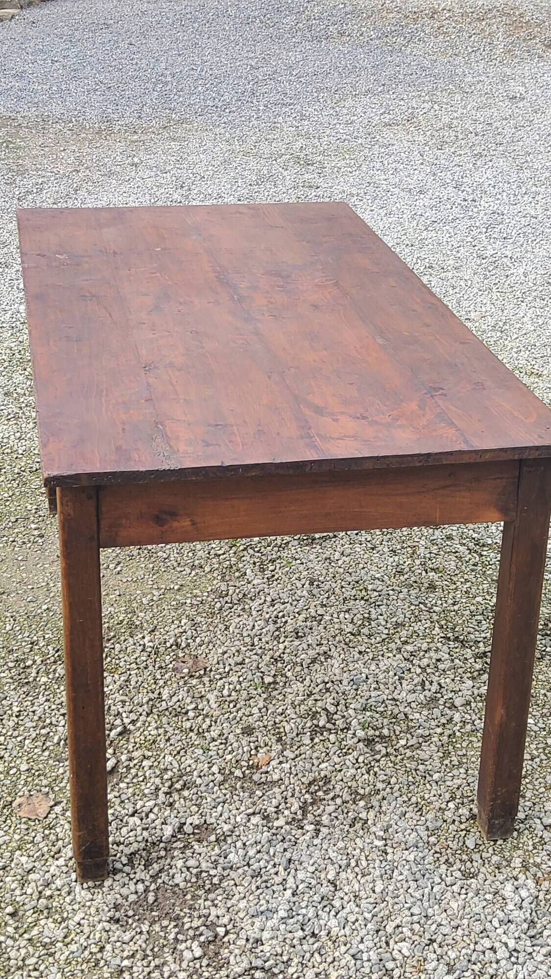 Farm table in oak and white wood 160cm 1 drawer t 20th century