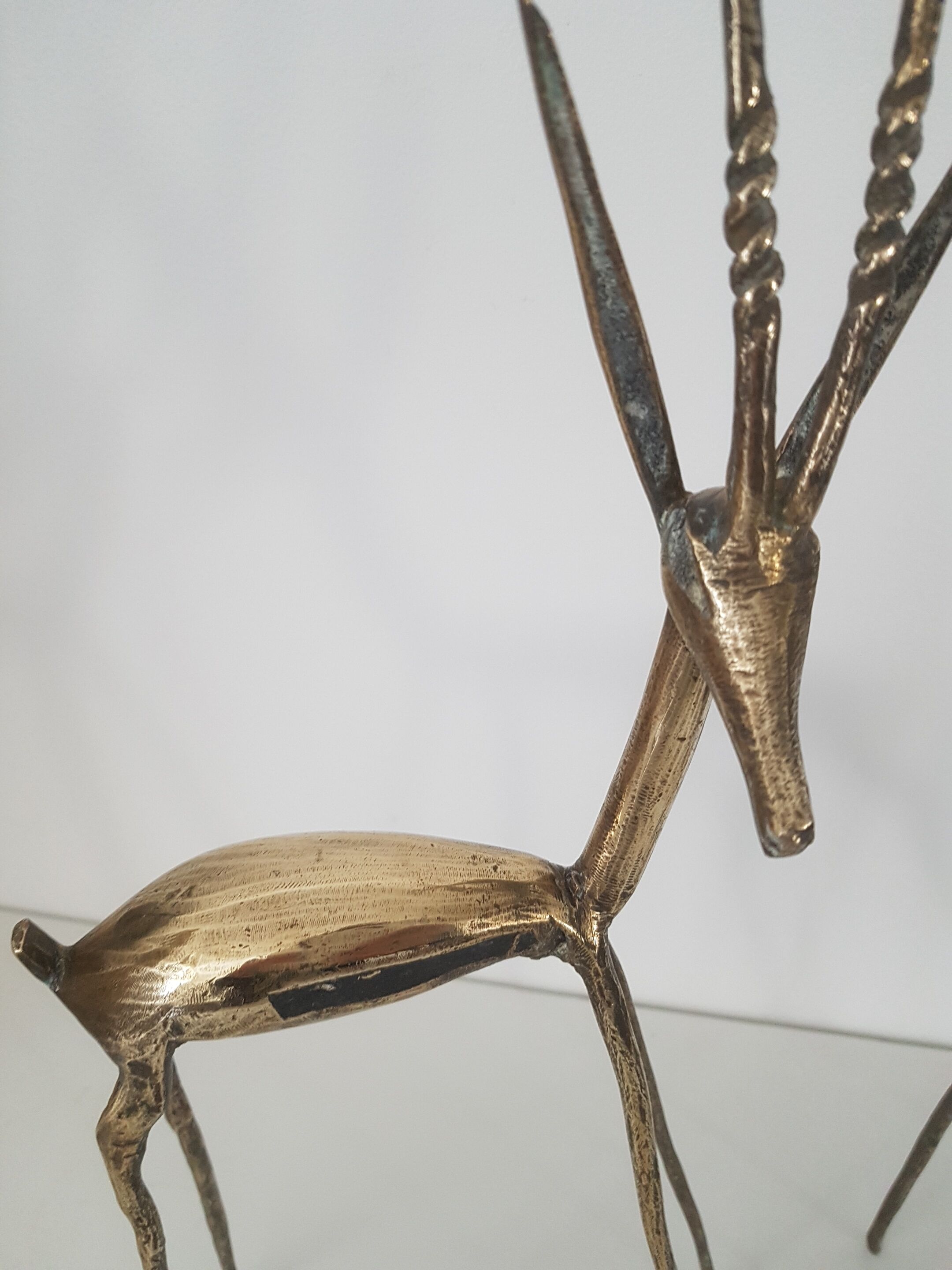 Lot of 2 vintage brass antelopes