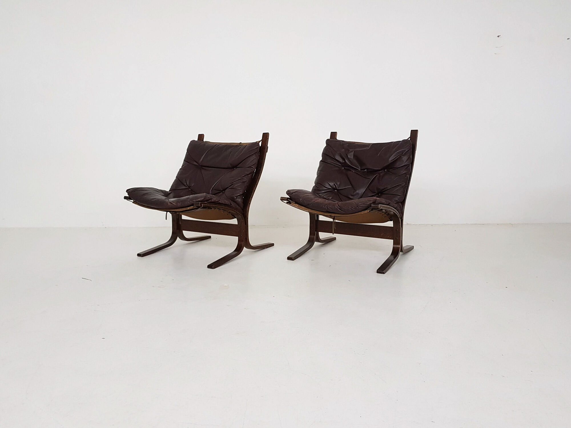 Set of 2 leather Ingmar Relling for Westnofa “Siesta” chairs, Norway 1960’s