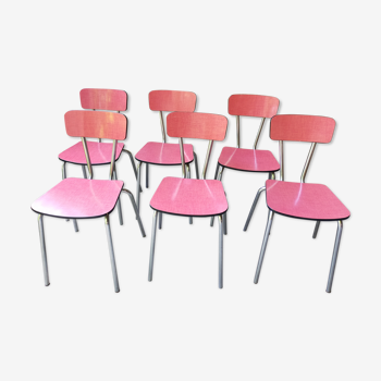 Lot 6 chaises formica rouge