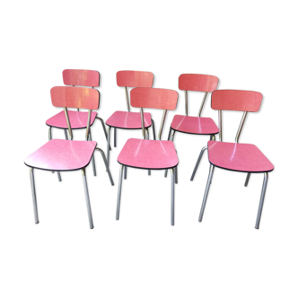 Lot 6 chaises formica rouge