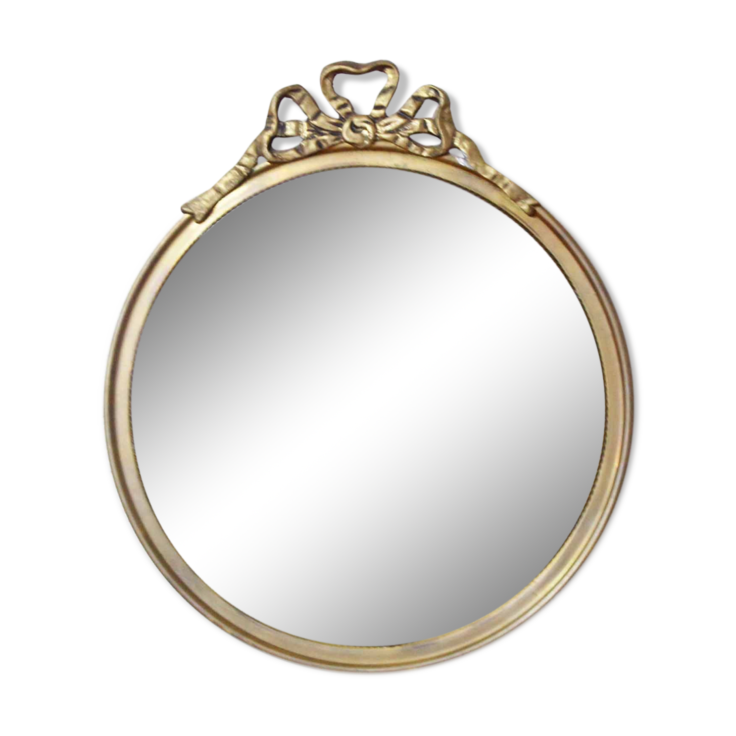 Round mirror, brass frame with décor 37x37cm