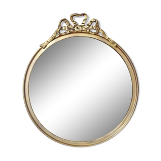 Round mirror, brass frame with décor 37x37cm