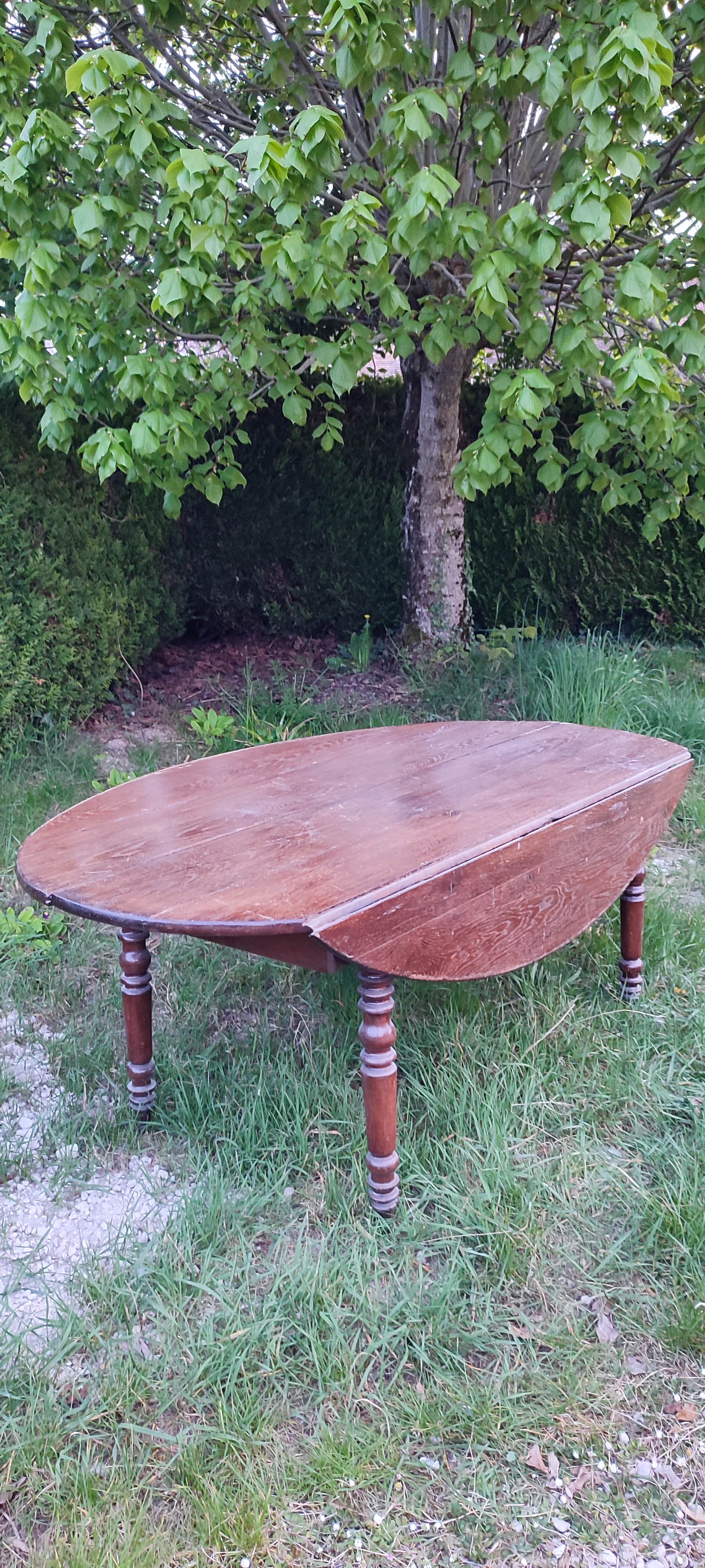 Large table with oval oak shutters 190cm