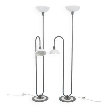 2 lampes sur pied uplighter de style Memphis postmoderne des années 1980, torchières, Italie, années 1980