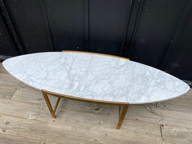 Coffee table carrara marble/solid brass 1960