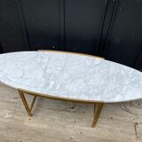 Coffee table carrara marble/solid brass 1960