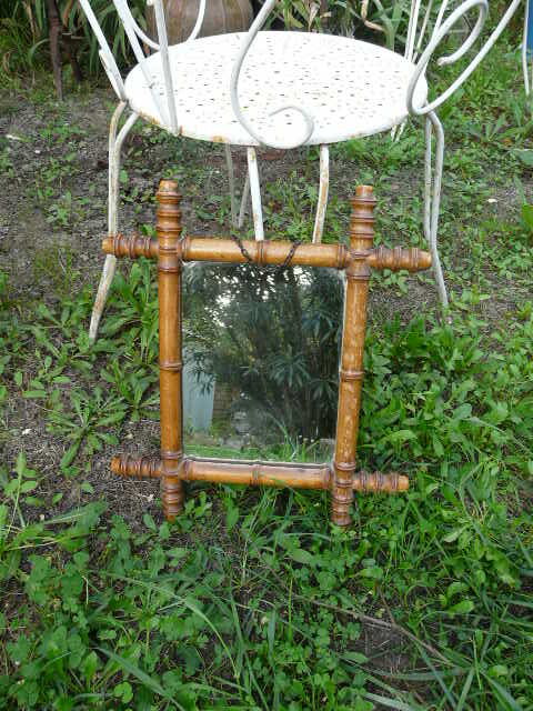 bamboo mirror with hanging chain 43X 48cm