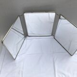 Former mirror triptych barbier contour metal chromé - vintage chain 24x30cm