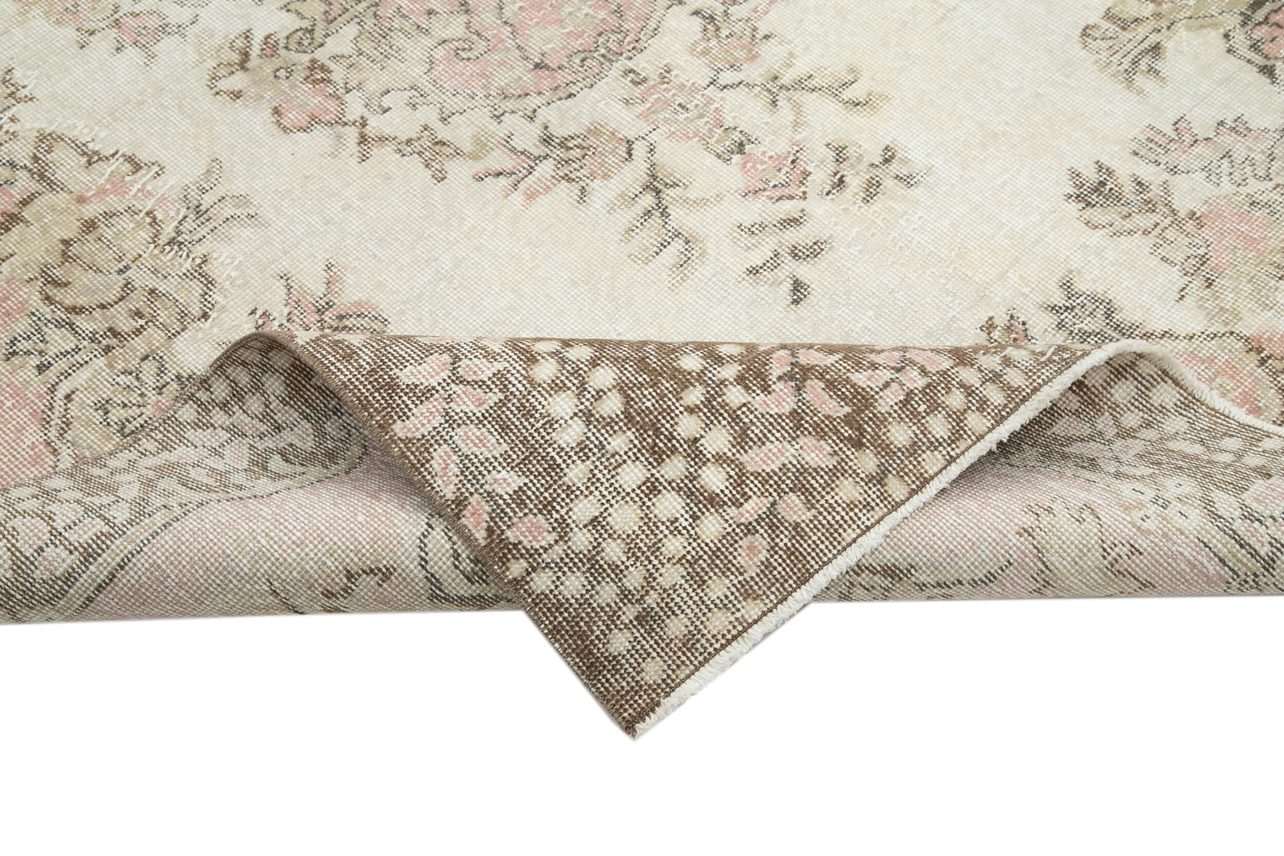 Hand-knotted vintage turkish beige rug 170 cm x 290 cm