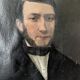 Old oil painting on octagonal canvas portrait countryside decoration