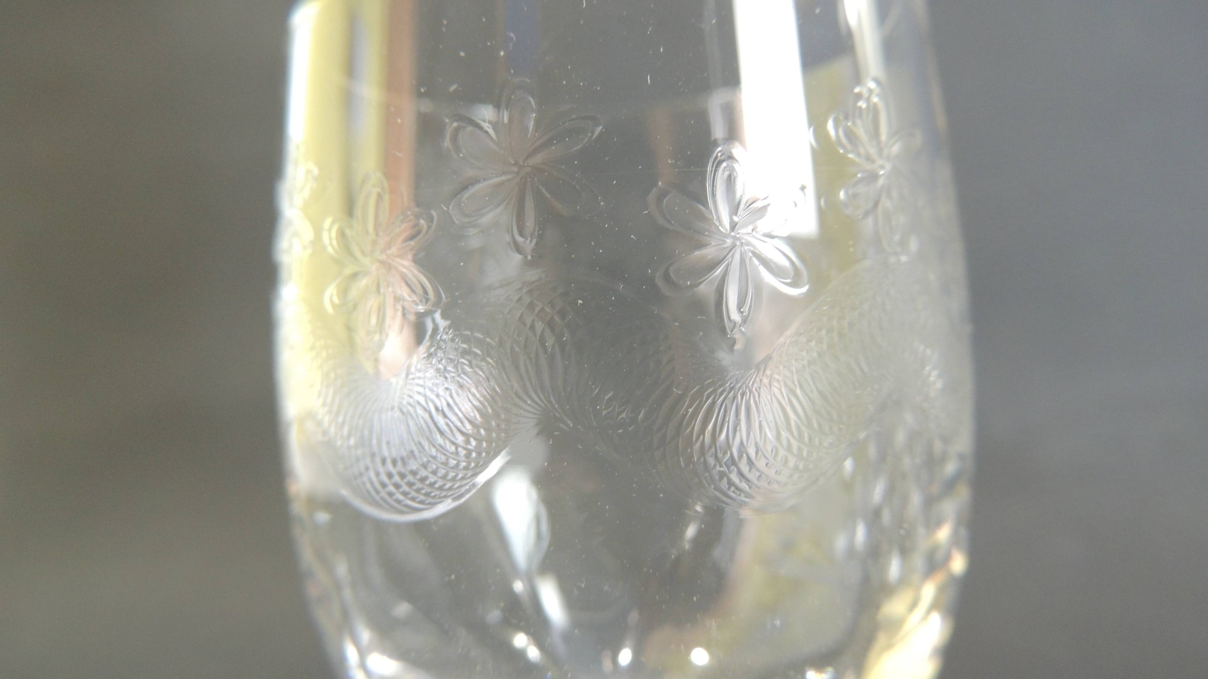 Set of nine engraved crystal liquor glasses, emma model. early 20th century/vintage/thouvenin vierzon