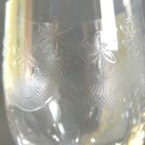 Set of nine engraved crystal liquor glasses, emma model. early 20th century/vintage/thouvenin vierzon