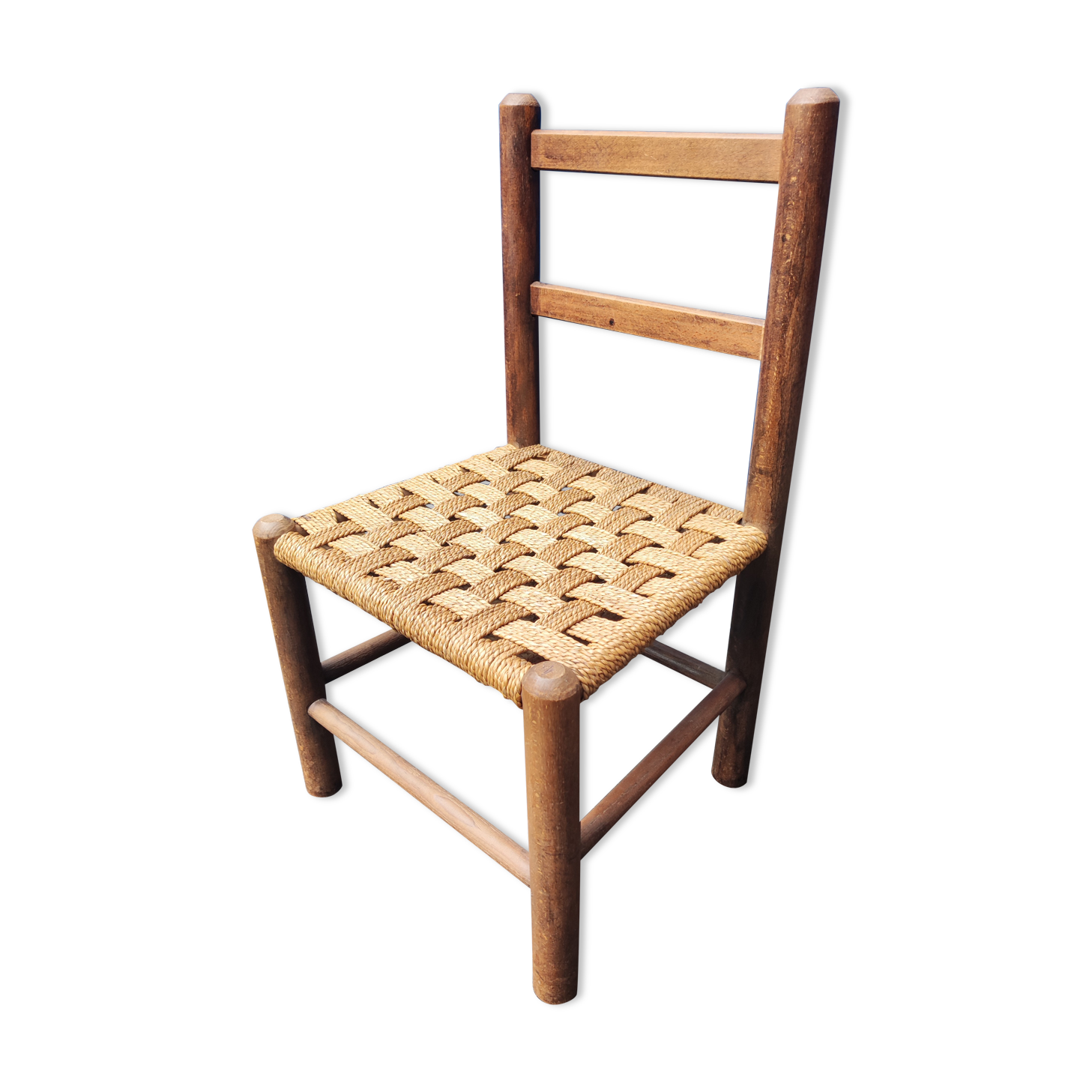 Children's chair wood and woven sea grass