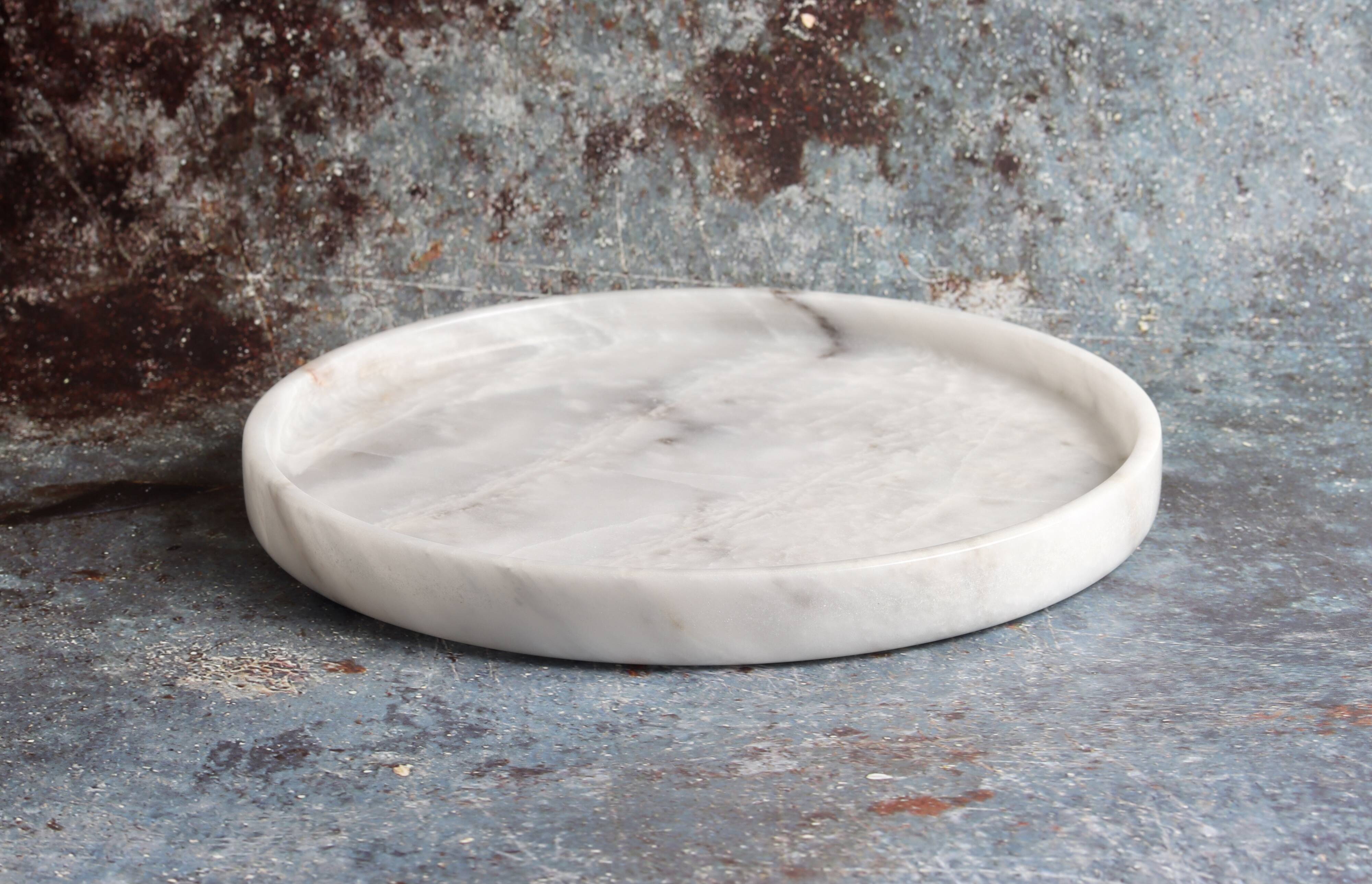 Gabriella – White Round Natural Marble Tray