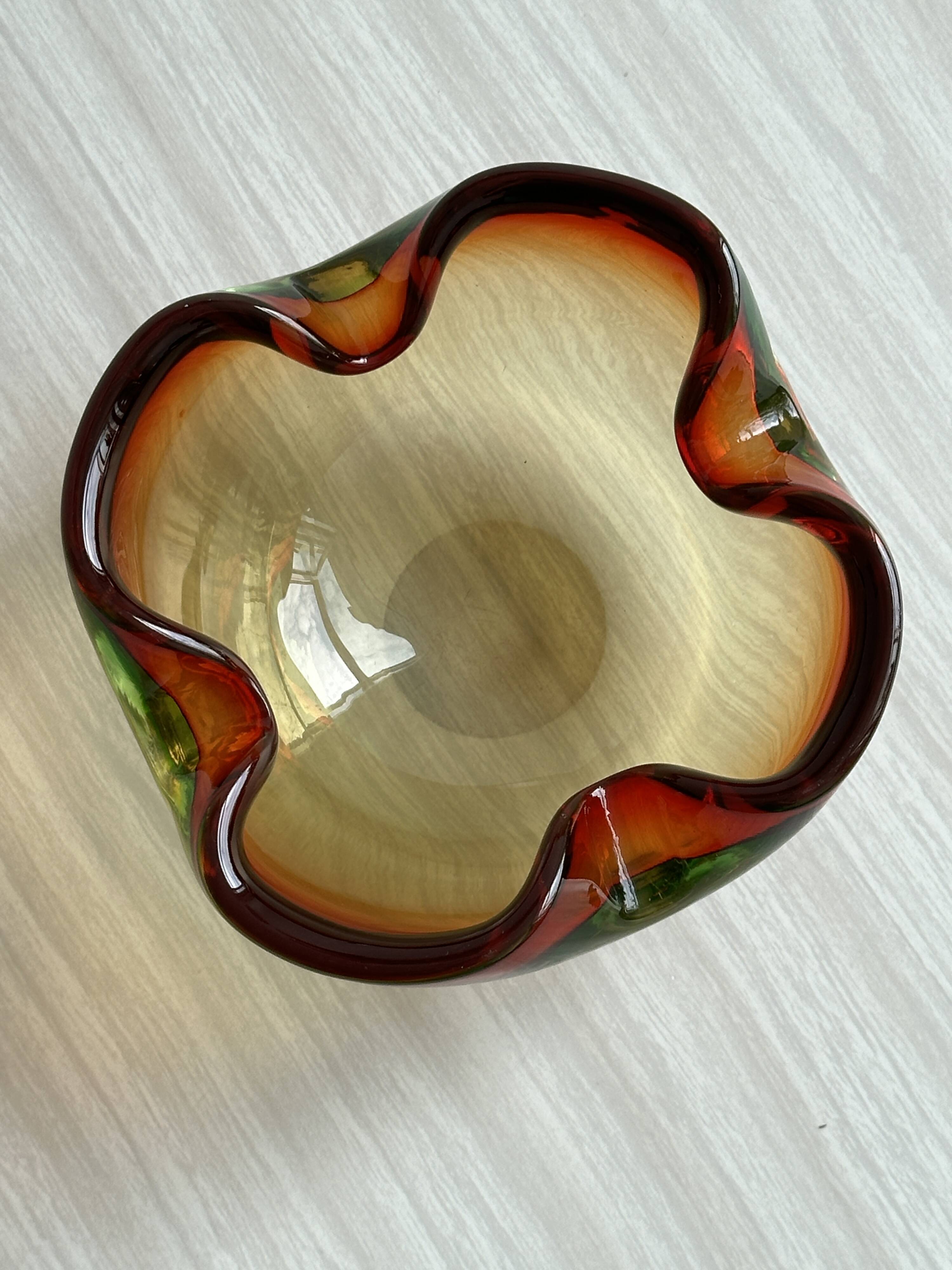 Retro thick glass ashtray.