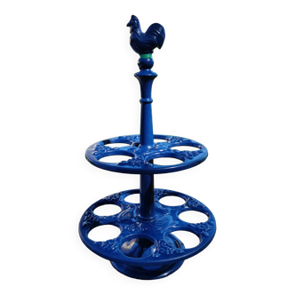 Blue enamelled cast iron egg holder 60s/70s