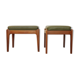Pair of Mid-Century Stools in oliv leather