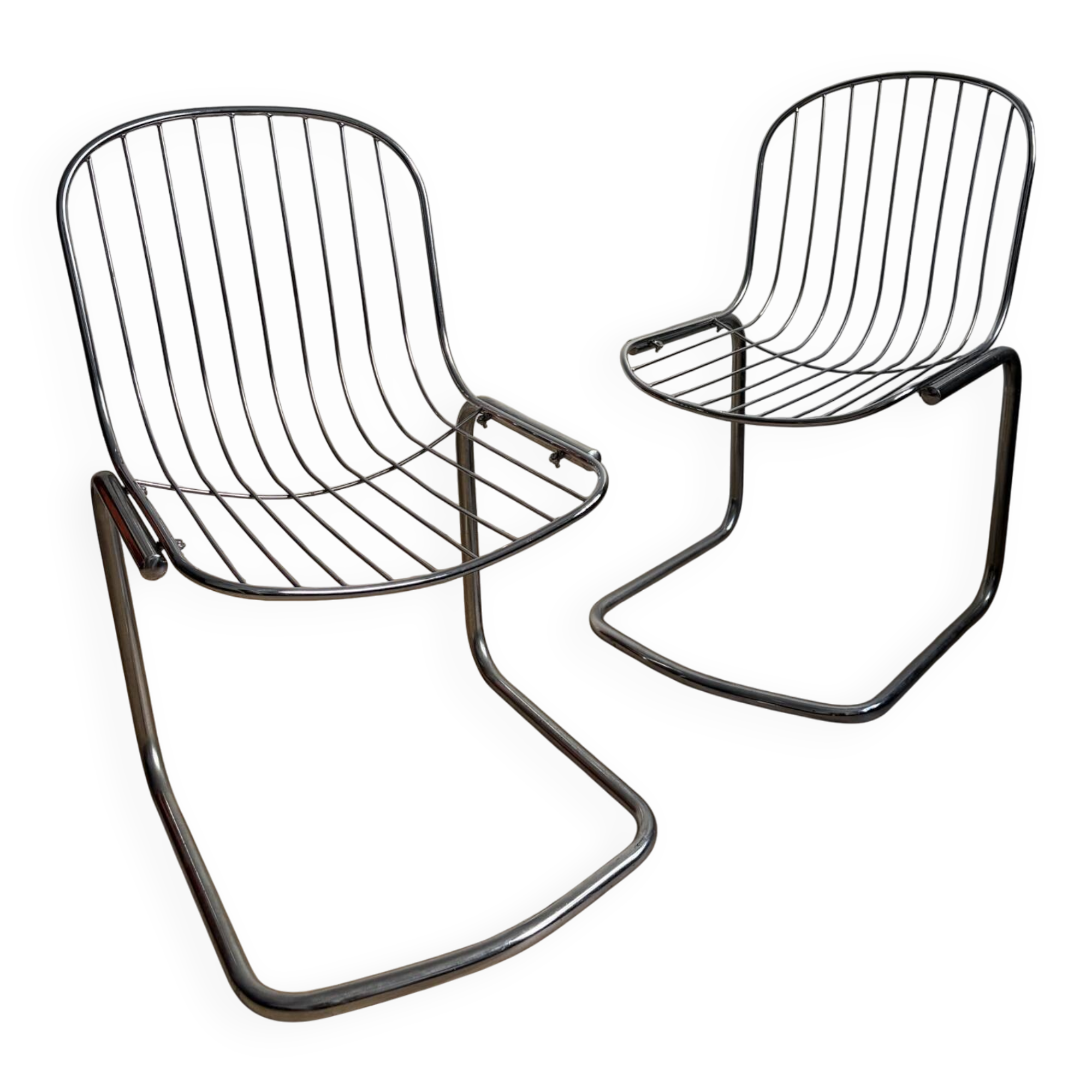 Pair of G. Rinaldi metal/chrome chairs