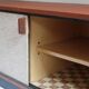 Teak enfilade, sliding canvas doors, 1960s.