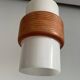 Sputnik pendant light, dark orange ring on white tube