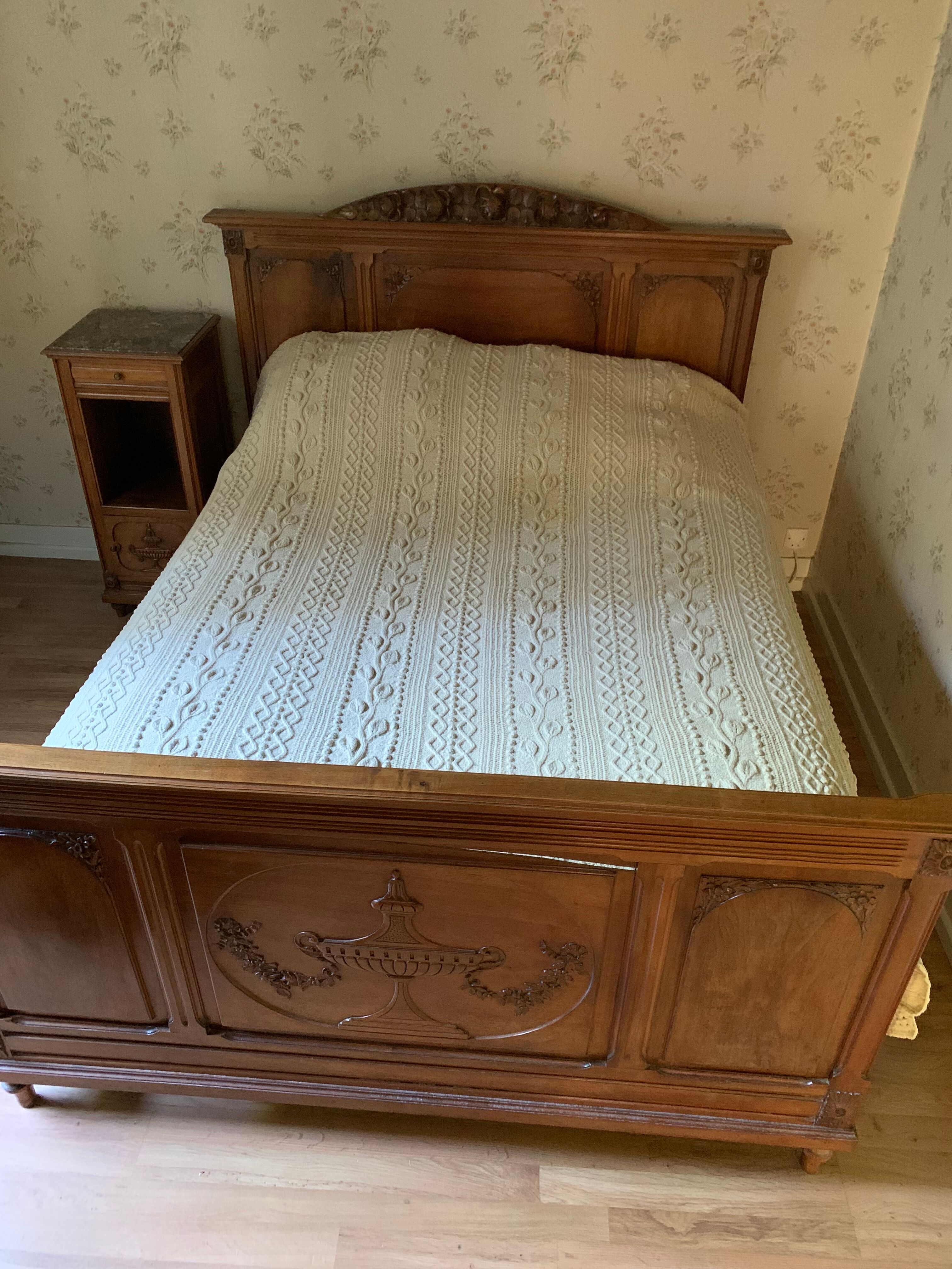 Old hand-knitted wool bed cover