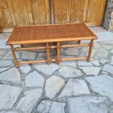 Table basse vintage en rotin