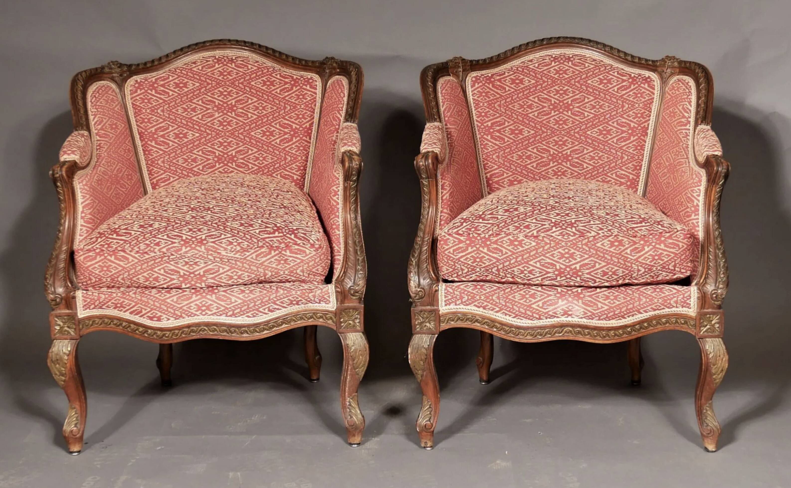 Pair of Louis XV style shepherdess armchairs