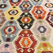 Turkish Geometric Tribal Vintage Kilim Rug, 254x348Cm