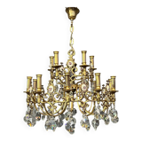 Chandelier with ceramic medallions and Swarovski crystals with 15 light points
