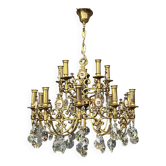 Lustre avec médaillons en céramique et cristaux Swarovski avec 15 points lumineux