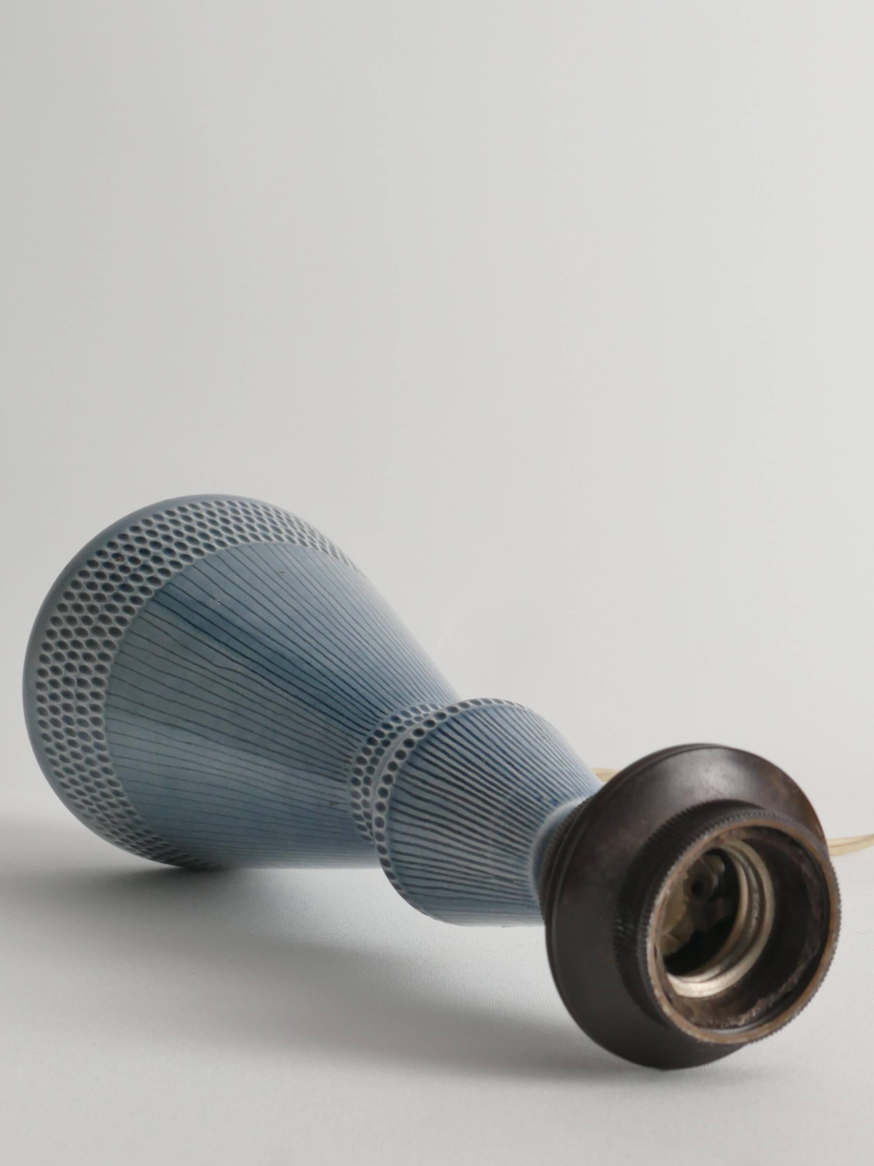 Dusty Blue Ceramic Table Lamp by Rörstrand, Sweden 1980s