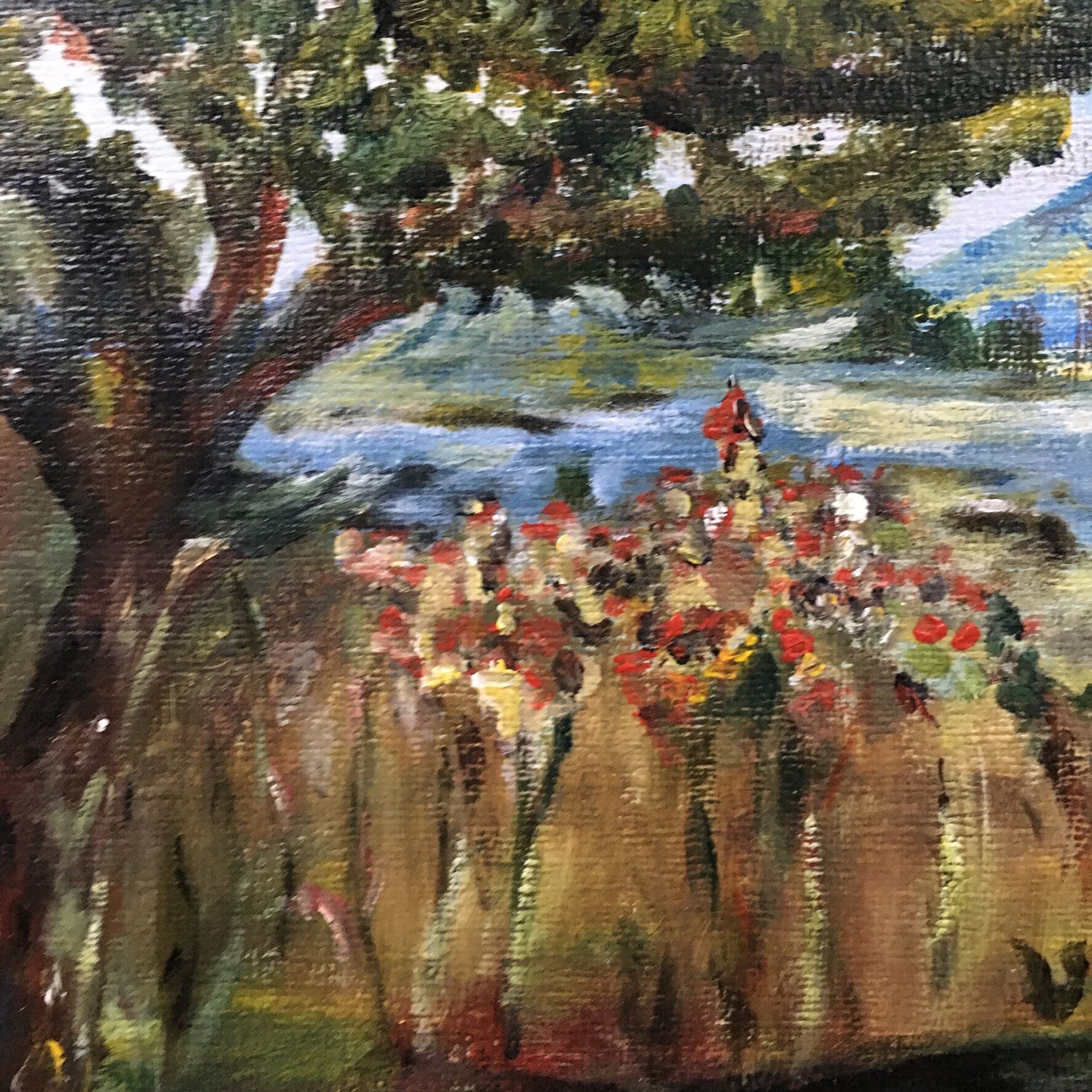 Seaside village landscape painting