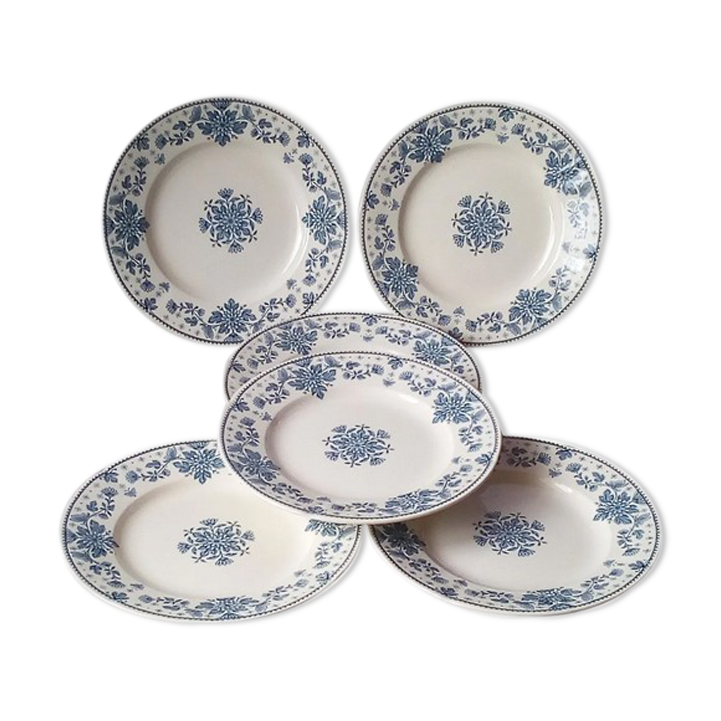 Suite of 6 plates Sarreguemines Estrées