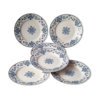 Suite of 6 plates Sarreguemines Estrées