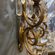 Grandes appliques murales en bronze et cristal, ensemble de 2, Italie, années 1950.