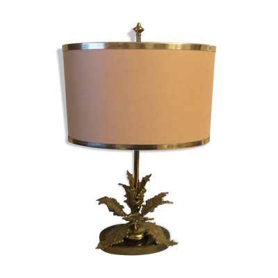 Lampe vintage bronze décor de feuilles design