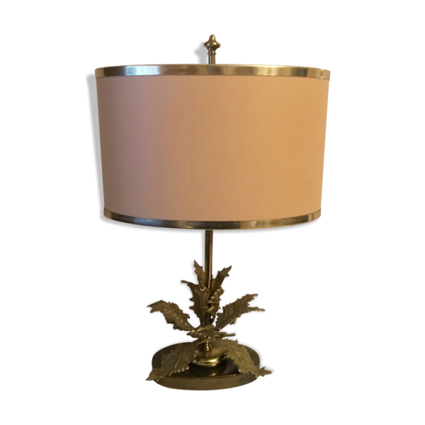 Lampe vintage bronze décor de feuilles design