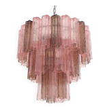 Contemporary Fume’ and Pink “Tronchi” Murano Glass Chandelier