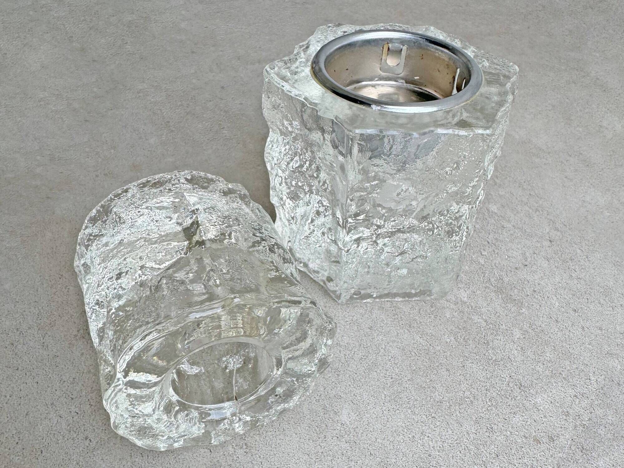 2 Vintage Scandinavian ice class candle holders