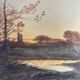 Watercolour painting by Ivan Kowalski (1839-1937) "Lakeside Landscape at Sunset"