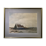 Tableau, aquarelle, paysage camarguais, signée et datée