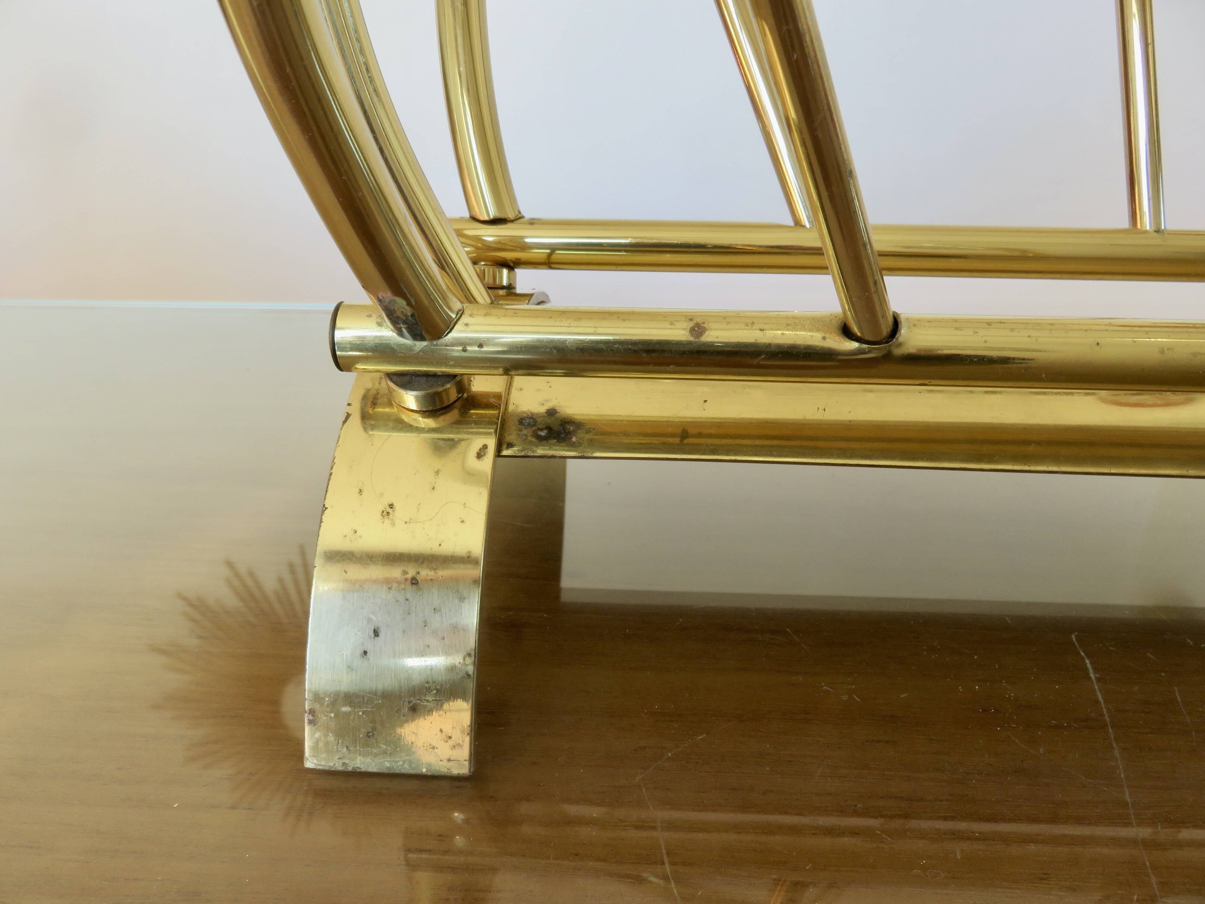 Golden brass magazine rack, Italy, 1950